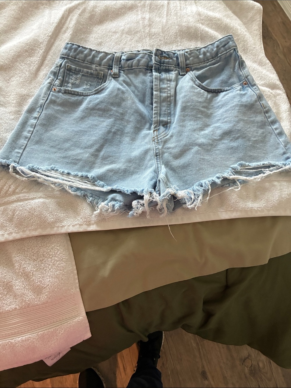wild fable Light Blue Frayed-Hem Denim Shorts